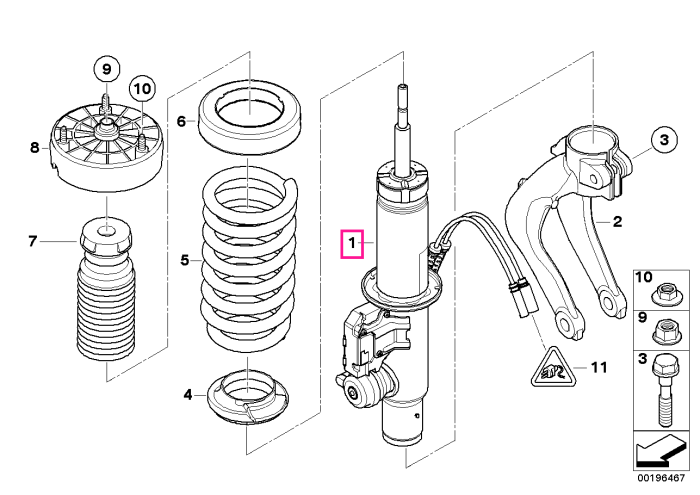 Amortizor suspensie fata, cu reglaj electronic, stanga - BMW X5 E70, X6 E71 - tip motor S63