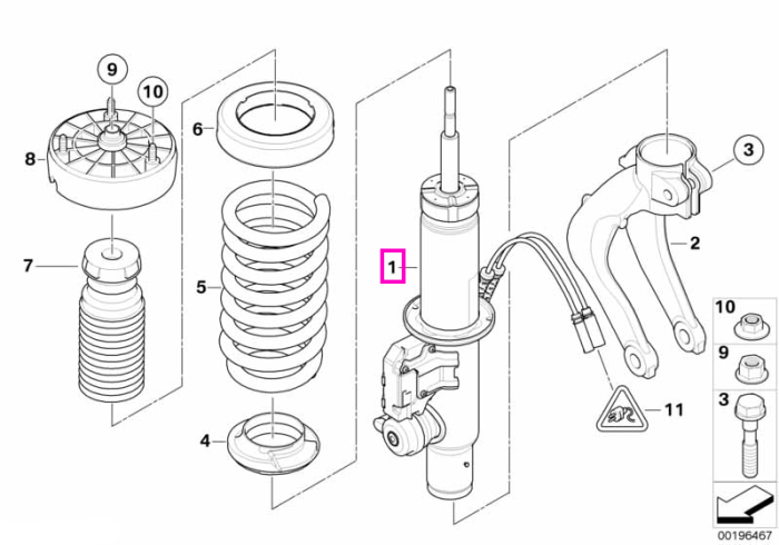 Amortizor suspensie fata cu reglaj electronic, dreapta - BMW X5 E70, X6 E71 - tip motor S63