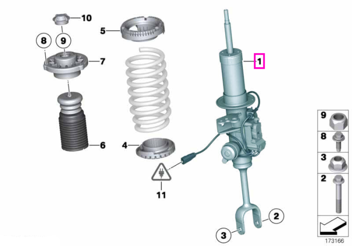 Amortizor suspensie, punte fata, stanga, VDC - BMW Seria 5 F10 F11 
