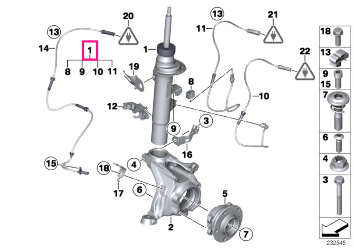 Amportizor suspensie punte fata, stanga, EDC - BMW X3 F25, X4 F26