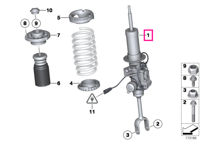 Amortizor suspensie, punte fata, dreapta - BMW Seria 5 F11	