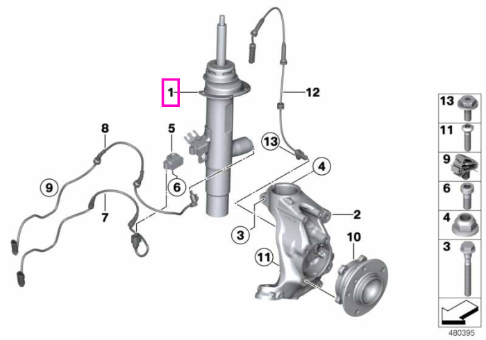Amortizor suspensie, punte fata, stanga - BMW Seria 4 F32 F36 LCI