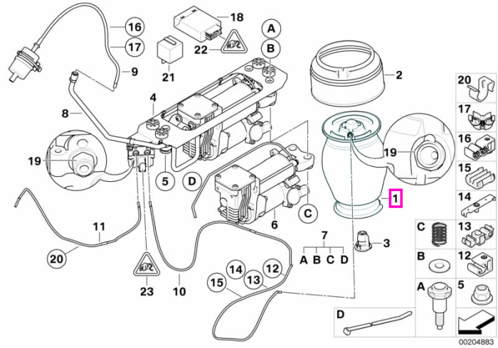 Amortizor pneumatic, sistem suspensie spate - BMW Seria 5 E61