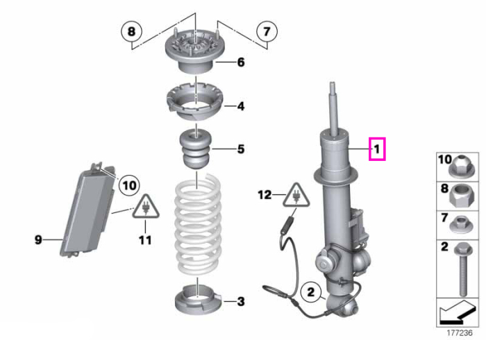 Amortizor suspensie, punte spate, stanga, suspensie adaptiva - BMW Seria 5 F10