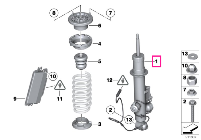 Amortizor suspensie, punte spate, dreapta - BMW Seria 7 F01 F04