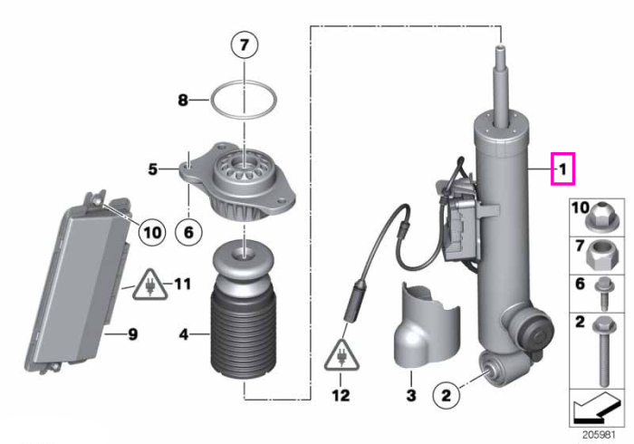 Amortizor suspensie, punte spate, dreapta - BMW Seria 5 F07