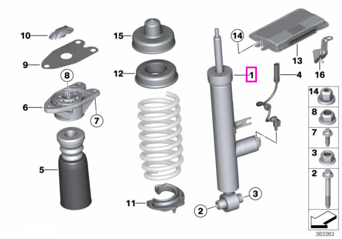 Amortizor suspensie, punte spate, cu reglaj electronic - BMW Seria 3 F34 GT