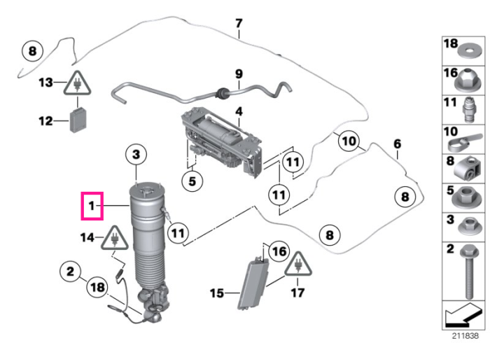 Amortizor pneumatic, punte spate, dreapta - BMW Seria 7 F01 F02