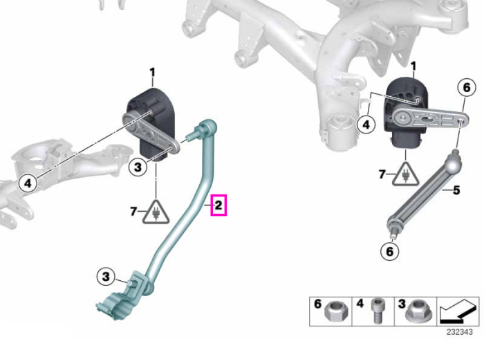 Tija reglaj vertical far, stanga - BMW X3 F25, X4 F26