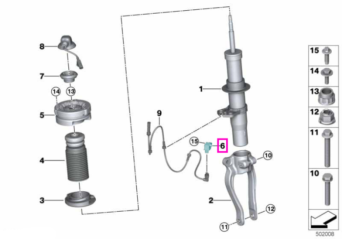 Senzor acceleratie roata - BMW Seria 2 G42 G87 M2, Seria 3 G20 G21 G80 G81 M3, Seria 4 G22 G23 G26 G82 G83 M4, Seria 5 G30 G31 G38 F90 M5, Seria 6 G32, Seria 7 G11 G12, Seria 8 G14 G15 G16 F91 92 F93 M8, i4 G26, X3, X4, X5, X6, X7, Z4