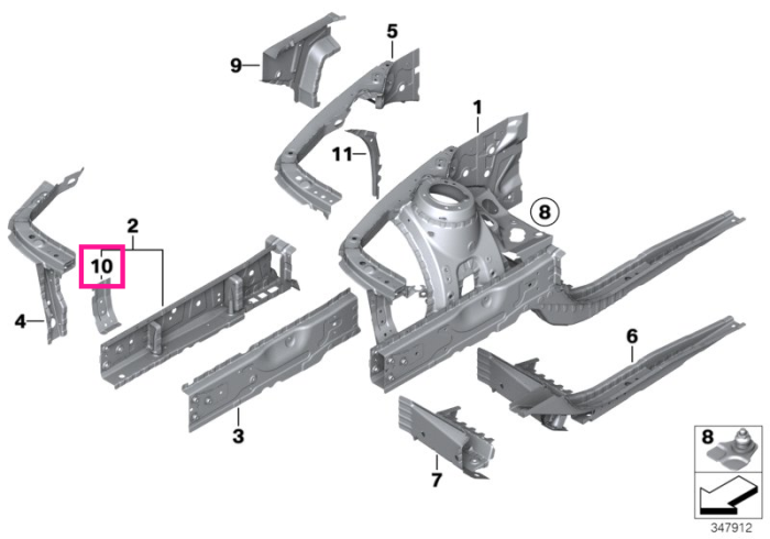 Placa inchidere suport fixare - BMW Seria 1 F20 F21, Seria 2 F22 F23 F87 M2, Seria 3 F30 F31 F34 F35 F80 M3, Seria 4 F32 F33 F36 F82 F83 M4