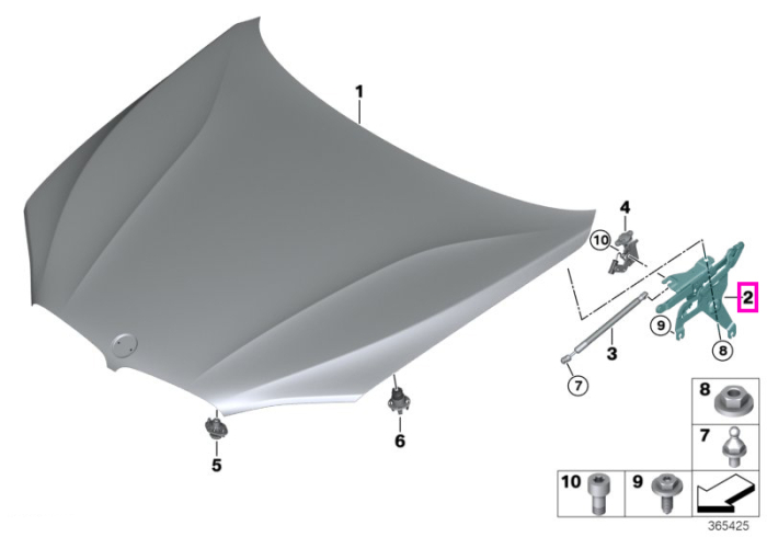 Balama capota motor, dreapta - BMW X5 F15 F85 M, X6 F16 F86 M