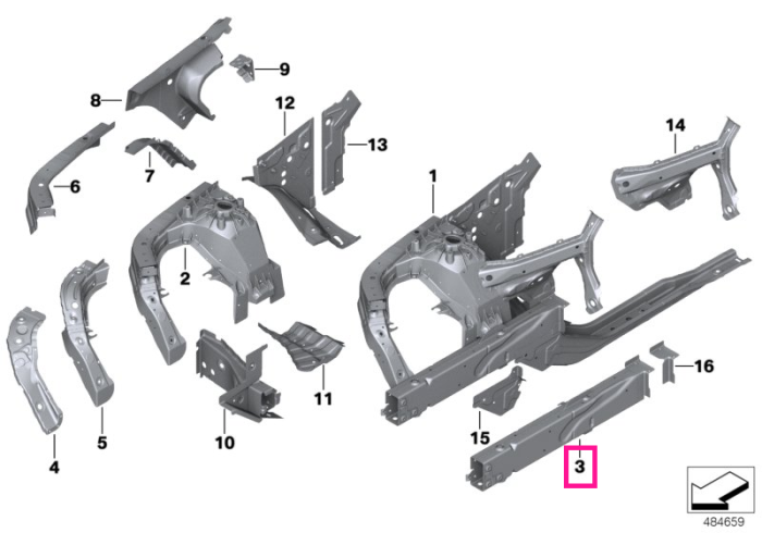 Suport structural motor, pe caroserie, dreapta - BMW iX3 G08, X3 G01 G08 G45 G48 F97 M, X4 G02 F98 M