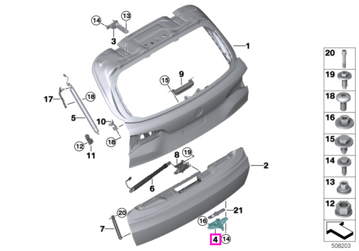 Balama hayon inferior dreapta - BMW X5 G05 G18 F95 M, X7 G07