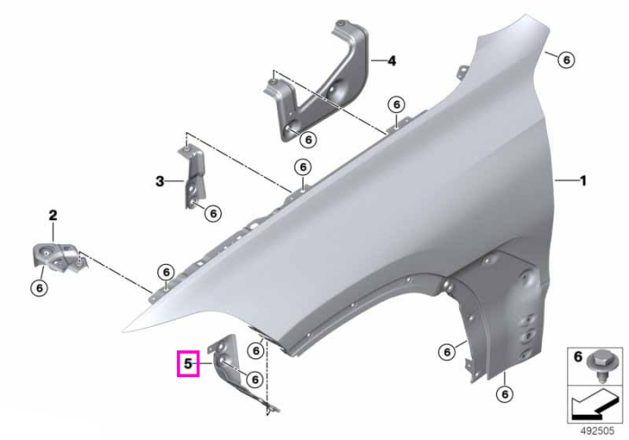 Suport/Traversa inferioara aripa fata, dreapta - BMW X5 G05 M F95, X5L G18, X6 G06 M F96