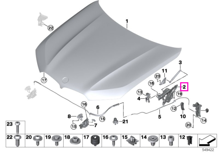 Balama dreapta, capota motor - BMW X5 G05 M F95, X5L G18, X6 G06 M F96, X7 G07, XM G09