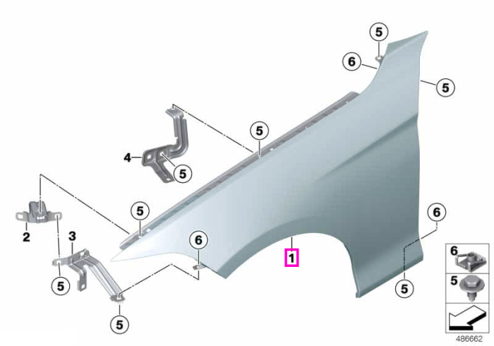  Aripa fata, dreapta - BMW Seria 1 F20 F21, Seria 2 F22 F23	