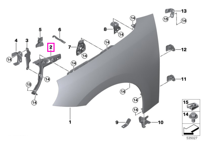 Prelungire montant carcasa roata fata, stanga - Mini Cooper J01 - tip motor HC0