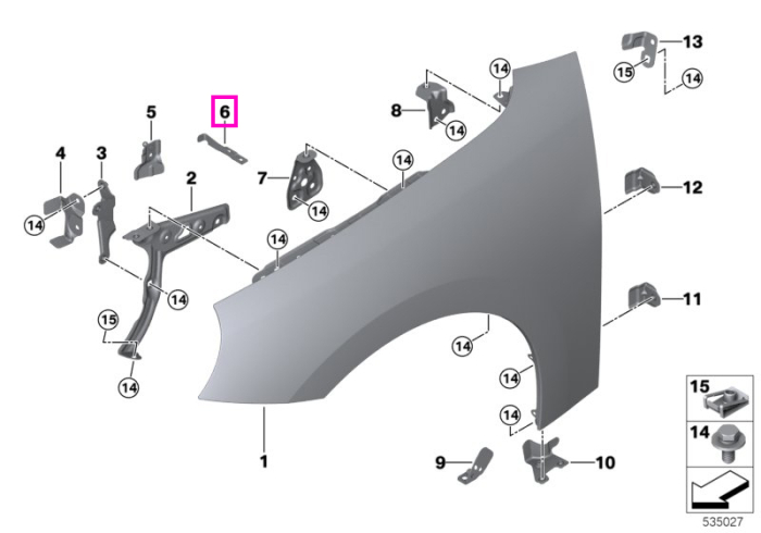 Suport transversal aripa fata, stanga - Mini Cooper J01 - tip motor HC0