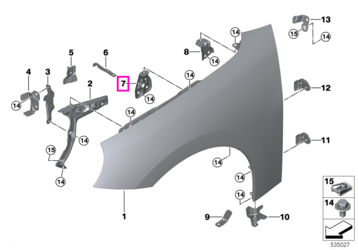 Suport superior aripa fata - Mini Cooper J01 - tip motor HC0