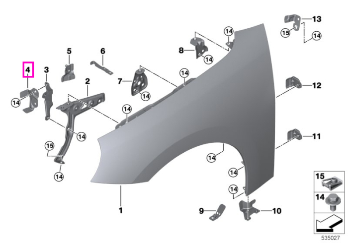 Suport transversal aripa fata, stanga - Mini Cooper J01 - tip motor HC0