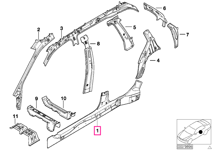 Ranforsare prag stanga - BMW Seria 3 E46