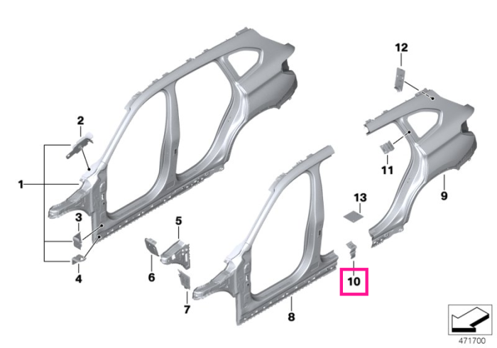 Element de armare, prag drept – BMW X1 F48