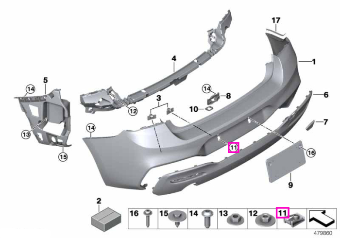 Piulita clip (M6) - BMW Seria 1, Seria 2, Seria 3, Seria 4, Seria 5, Seria 6, MS, X1, X1L, X2, X3, X4, X5, X6, X7, Z4, Zinoro - Mini Countryman, Paceman