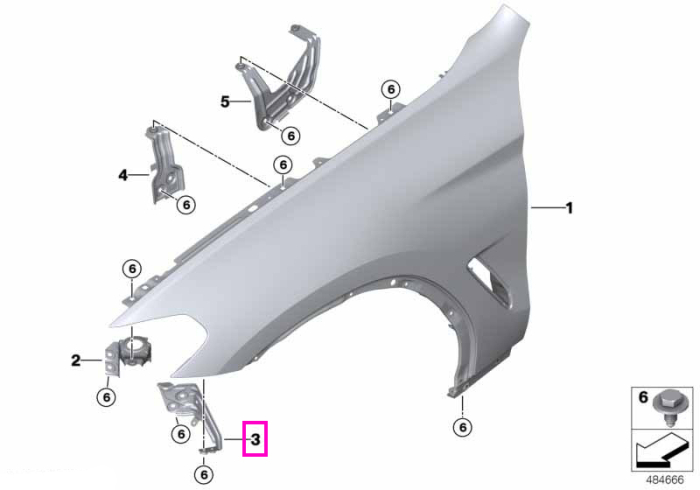 Consola inferioara aripa fata stanga - BMW X3 G01 G08 M F97, X4 G02 M F98, iX3 G08