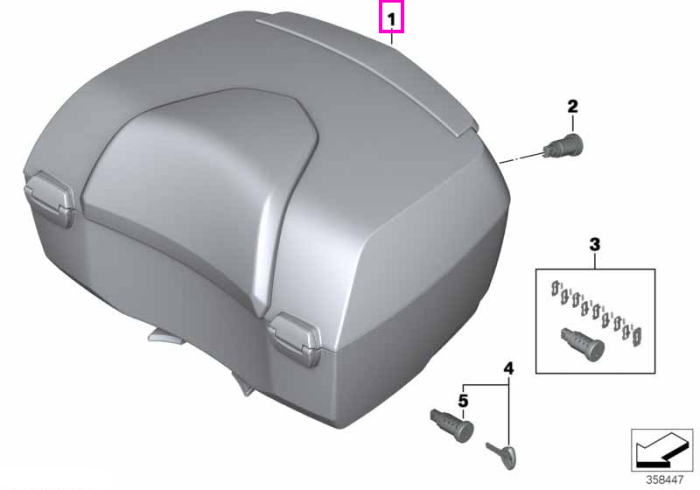 Touring Topcase, Negru/Alb (Black/Mineral White), 49L - BMW Motorrad K52 (R 1200 RT, R 1250 RT), K48 (K 1600 GT, K 1600 GTL)