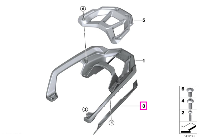 Maner de prindere ingropat, stanga - BMW Motorrad KA2 (R 1300 GS Adventure) - tip motor A75