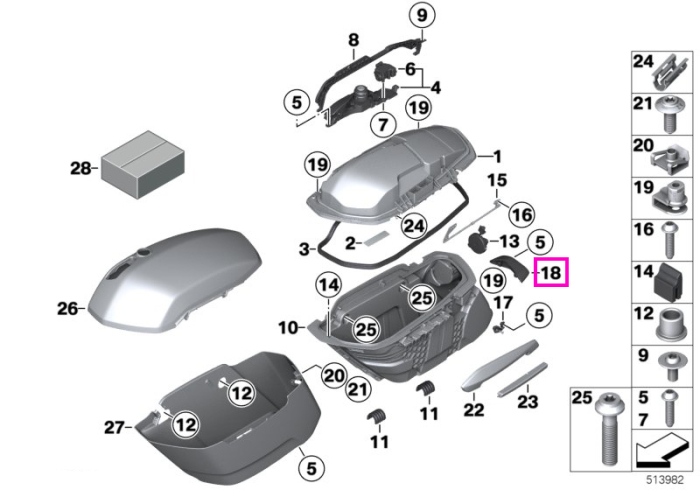 Adaptor lampa spate stanga, topcase - BMW Motorrad K34 (R 18, R 18 Classic), K35 (R 18 B, R 18 Transcontinental) - tip motor A70