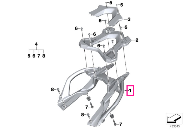 Suport topcase si grila bagaje - BMW Motorrad K53 (R 1200 R, R 1250 R), K54 (R 1200 RS, R 1250 RS) - tip motor A74