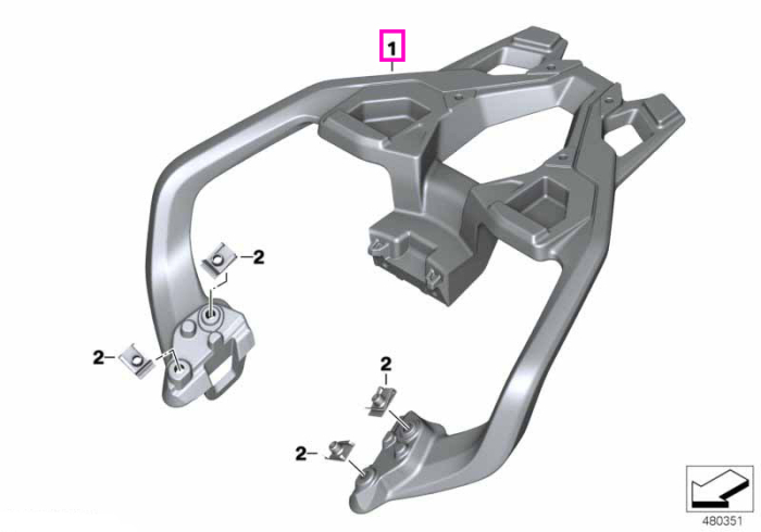 Suport bagaje, argintiu - BMW Motorrad K02 (G 310 GS), K03 (G 310 R) - tip motor A82