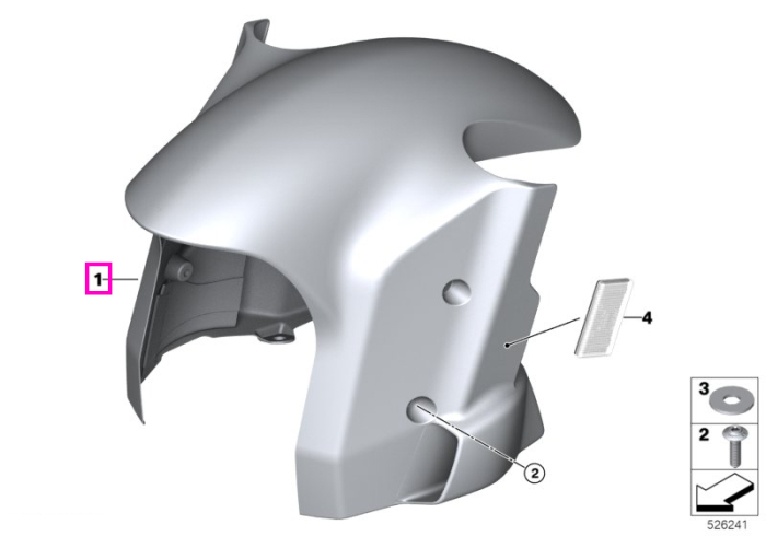 Aripa fata cu canal aer racire frana, carbon M - BMW Motorrad K66 (M 1000 RR), K67 (S 1000 RR) - tip motor A67