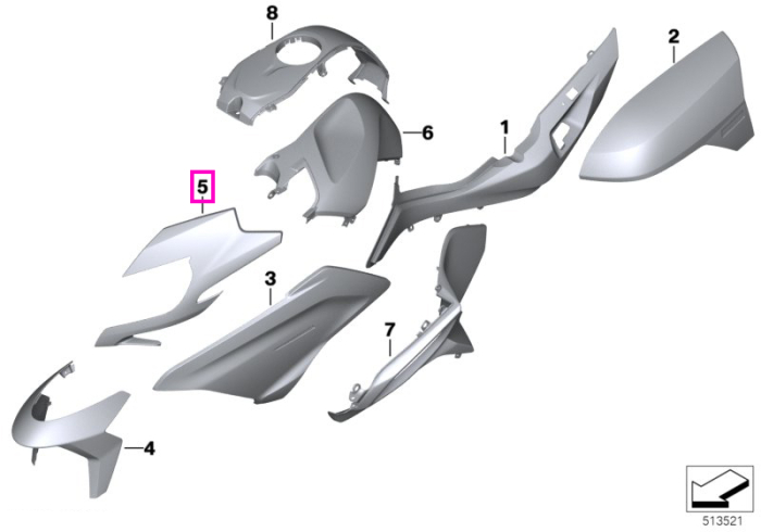 Panou ornament fata dreapta, Meteoric Dust 2 - BMW Motorrad K52 (R 1250 RT) - tip motor A74