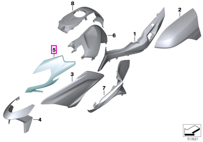 Carenaj far stanga, vopsit Alb (Mineral White) - BMW Motorrad K52 (R 1200 RT, R 1250 RT)