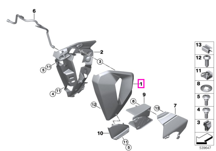 Carenaj radiator, dreapta - BMW Motorrad K69 (S 1000 XR) - tip motor A67