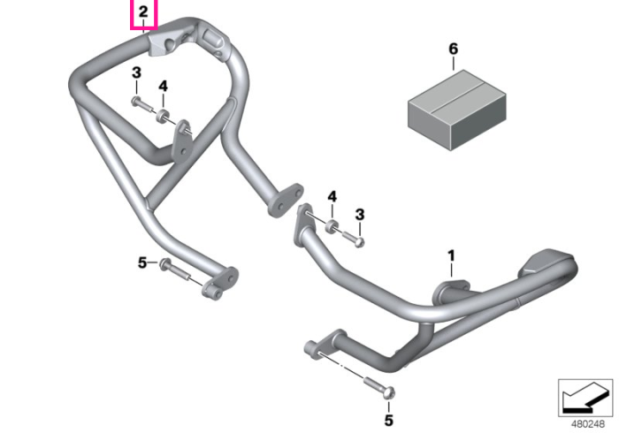 Bara protectie motor dreapta - BMW Motorrad K50 (R 1250 GS), K53 (R 1250 R), K54 (R 1250 RS) - tip motor A74