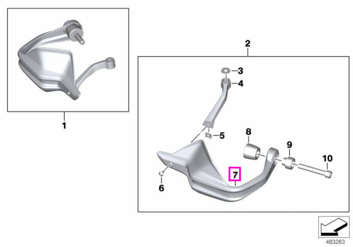 Handguard stanga, negru - BMW Motorrad K21, K22, K23, K33, K49, K50, K51, K69, K75, KR1, KR2, KR3