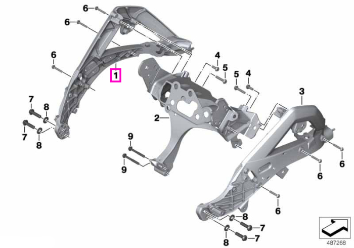 Suport panou frontal stanga, negru - BMW Motorrad K50 (R 1250 GS), K51 (R 1250 GS Adv.) - tip motor A74
