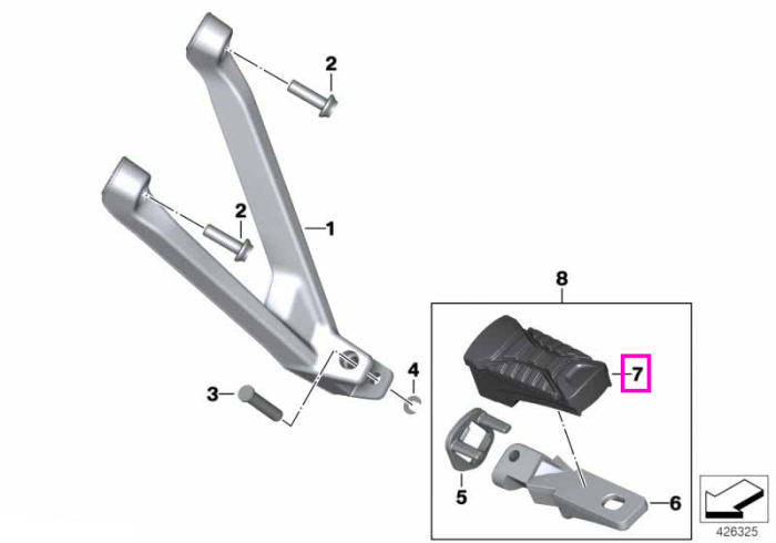 Cauciuc scarita spate - BMW Motorrad K07 (CE 04), K17 (C evolution), K49 (S 1000 XR), K50 (R 1200 GS, R 1250 GS), K51 (R 1200 GS Adv., R 1250 GS Adv.)