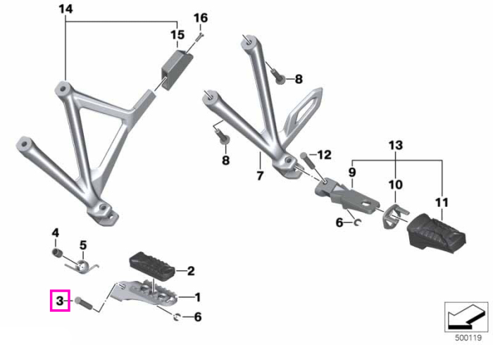 Bolt articulatie scarita, D=8mm / L=40mm - BMW Motorrad 259C, K18, K21, K22, K23, K27, K28, K29, K32, K33, K42, K44, K46, K50, K51, K71, K73, KA1, KA2, R22