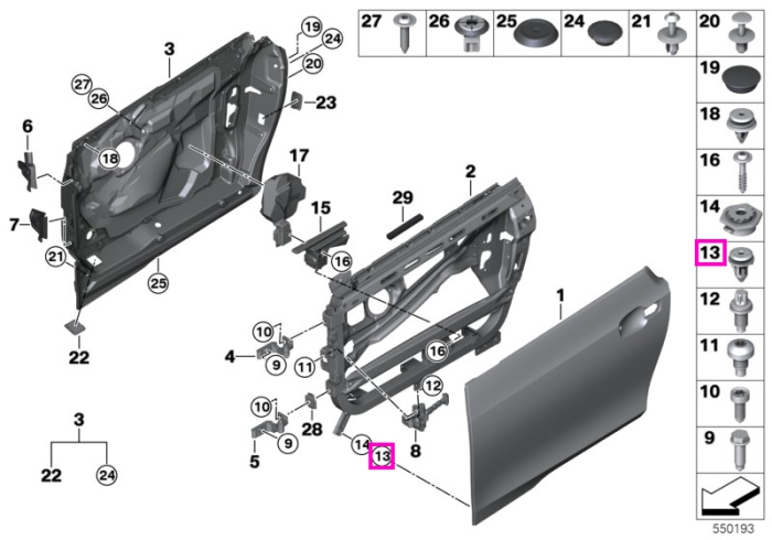 Clips fixare panouri usa - BMW i3 I01