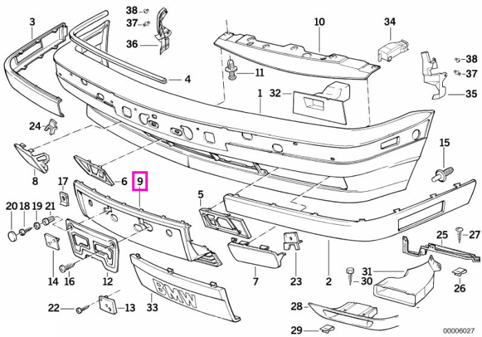 Grila bara protectie fata - BMW Seria 5 E34