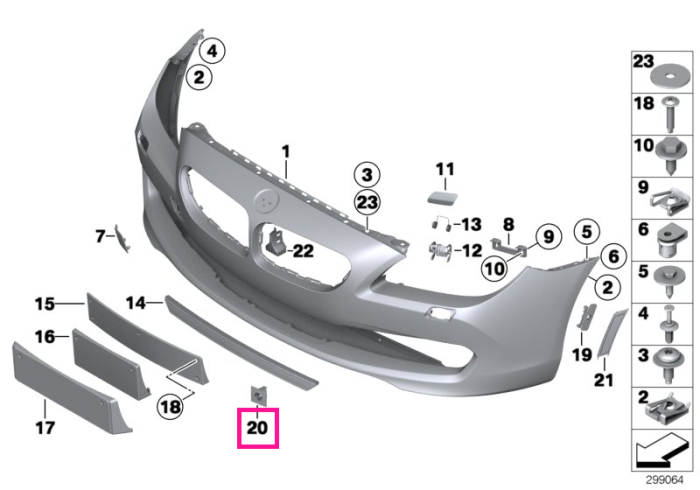 Set suporturi senzori PDC, bara fata - BMW Seria 6 F06 F12 F13