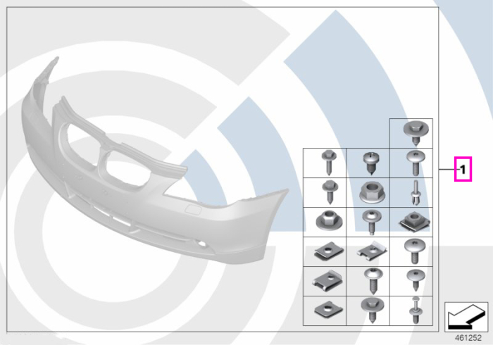 Set piese montaj bara protectie fata, Kit Value Parts - BMW Seria 5 E60 E61