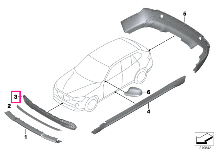 Grila deschisa inferioara, bara fata, centru, X-LINE - BMW X1 E84