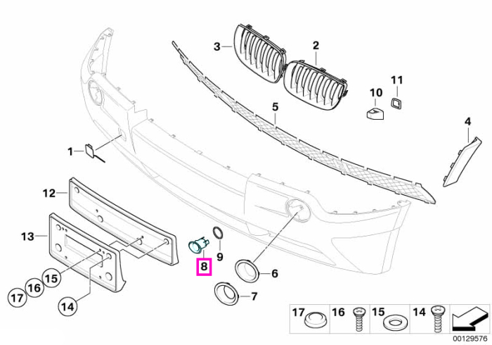 Suport exterior senzor PDC, bara protectie fata, centru dreapta - BMW X3 E83