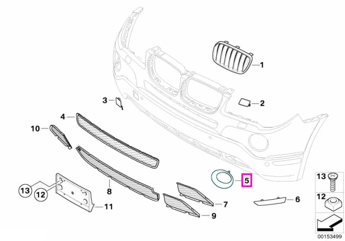 Ornament proiector ceata, bara protectie fata, stanga, primerizat - BMW X3 E83 LCI